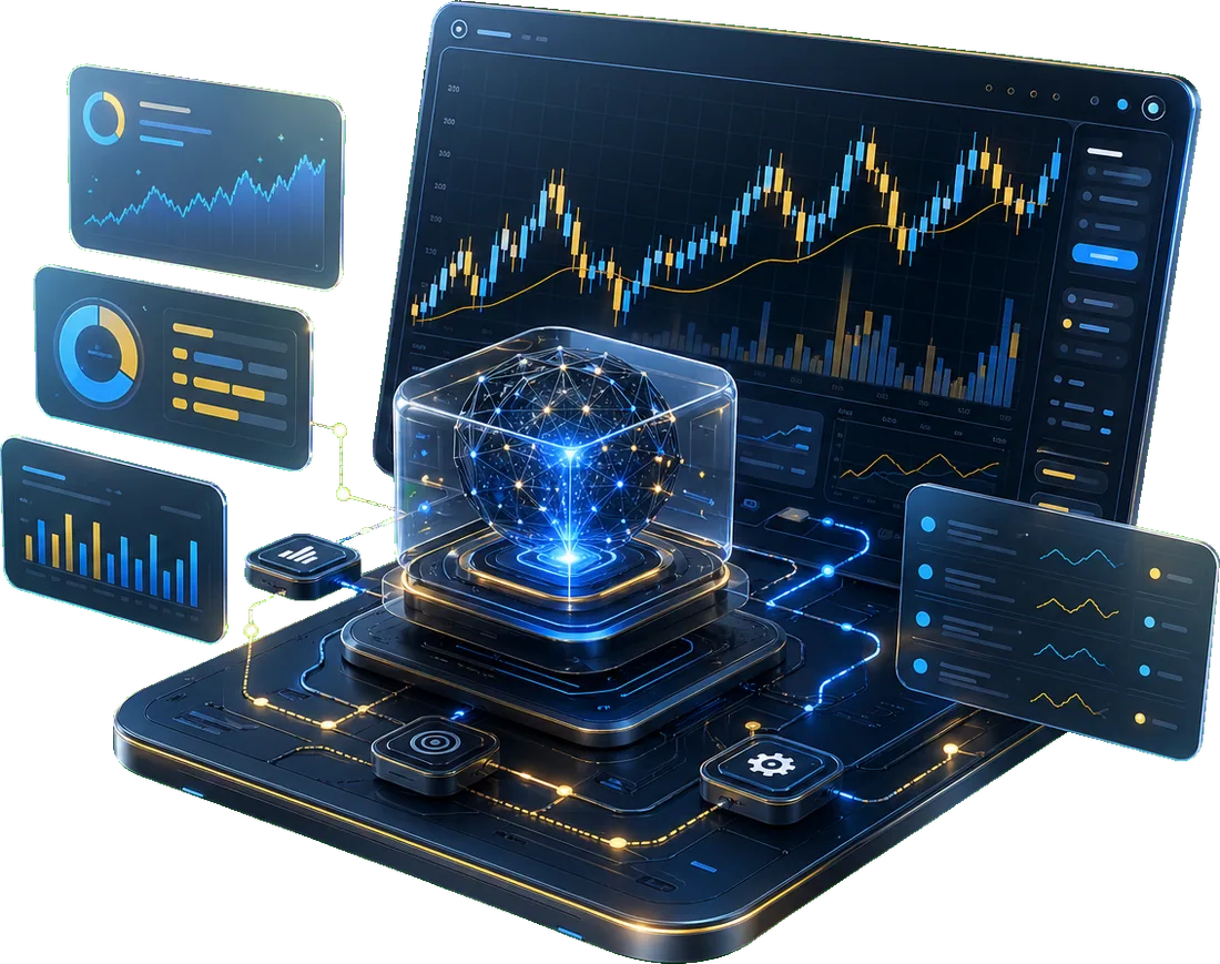 Premium automated trading dashboard illustration
