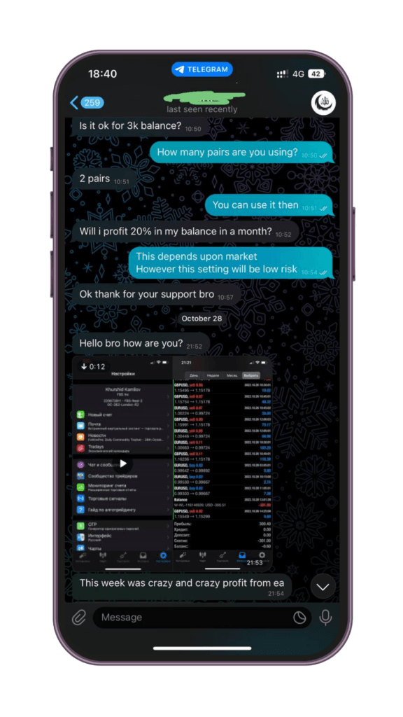 Forex Miner EA client feedback 1