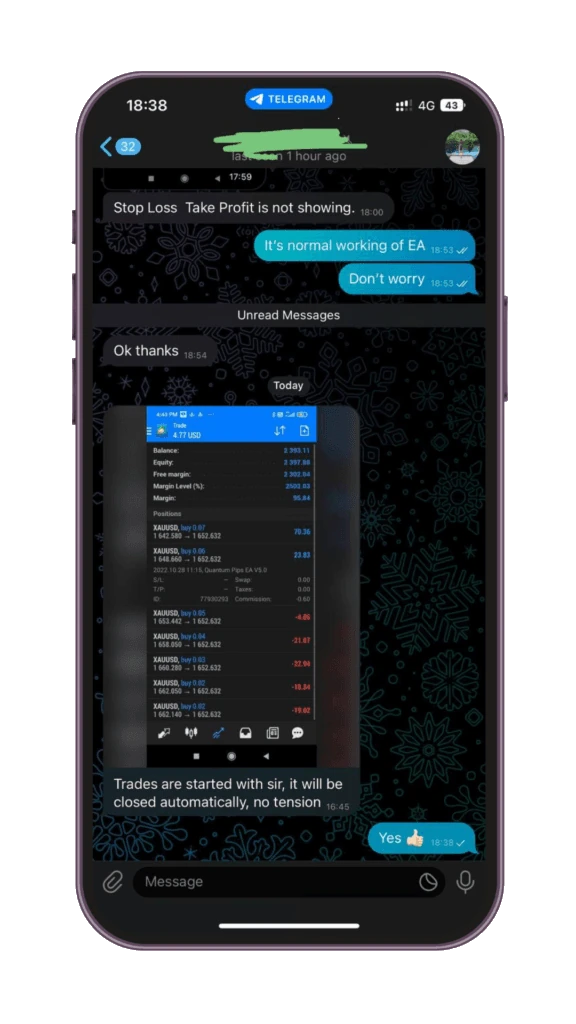 Forex Miner EA Telegram client feedback 2