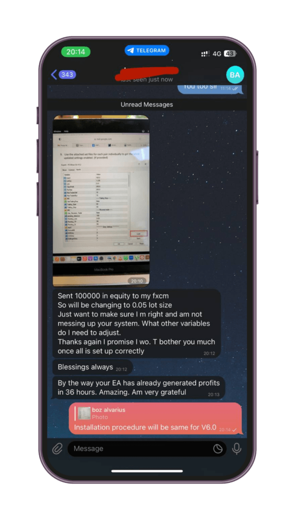 Forex Miner EA client feedback 3