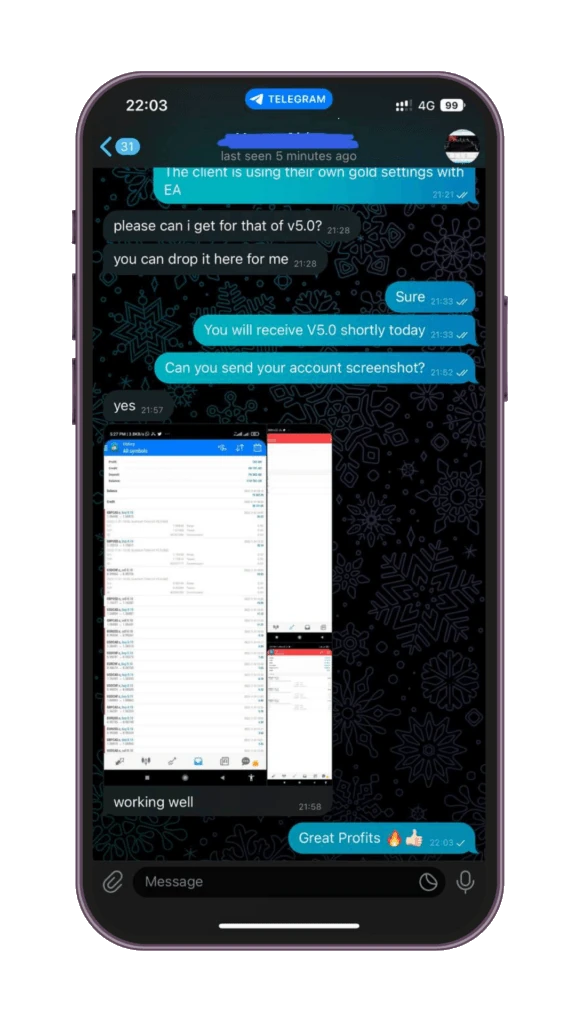 Forex Miner EA Telegram client feedback 4