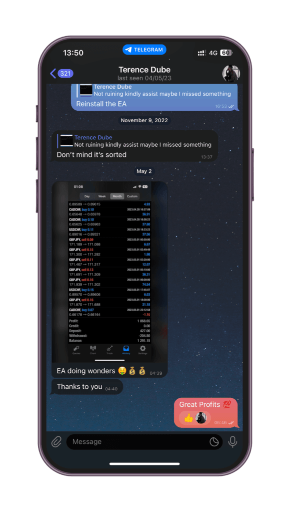 Forex Miner EA client feedback 5