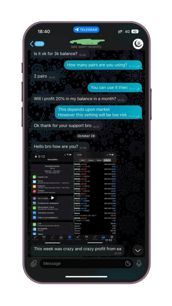 Forex Miner EA Telegram client feedback 7